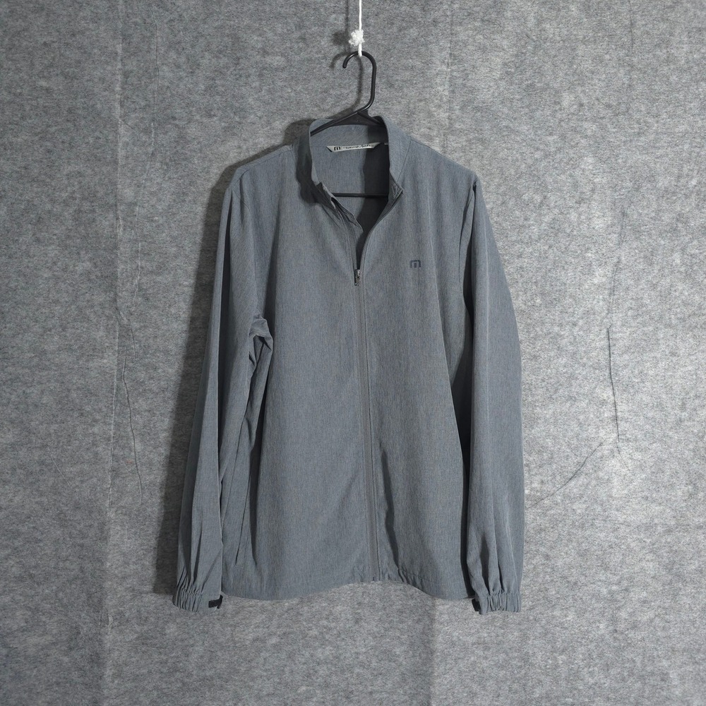 Travis Mathew Full Zip Jacket Mens Size M Gray Long Sleeve Performance Sports